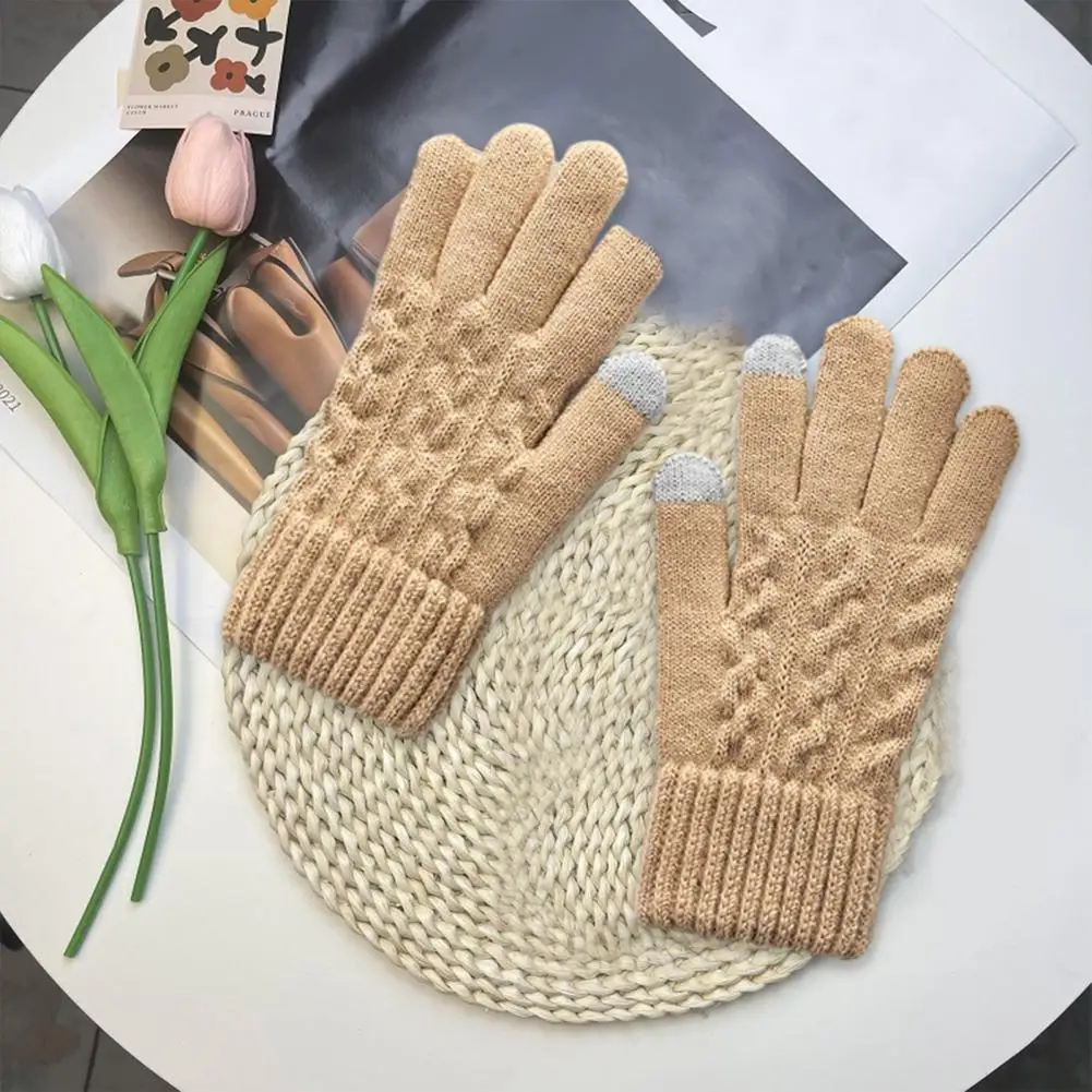 

Женские жаккардовые перчатки, зимние перчатки с закрытыми пальцами для работы с сенсорным экраном, теплые удобные уличные перчатки для езды на велосипеде, вождения