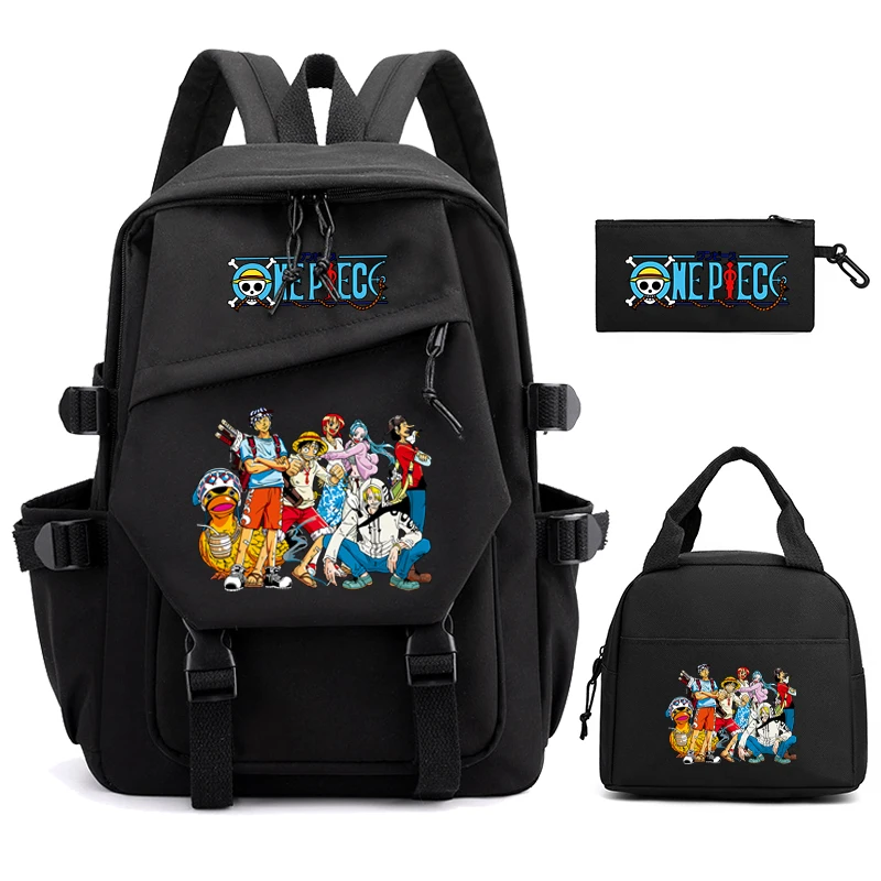 3Pcs/set One Piece Backpack for Boy Girl Student Teenager Book Bags with School Lunch Bags Women Rucksack Travel Mochila Escolar