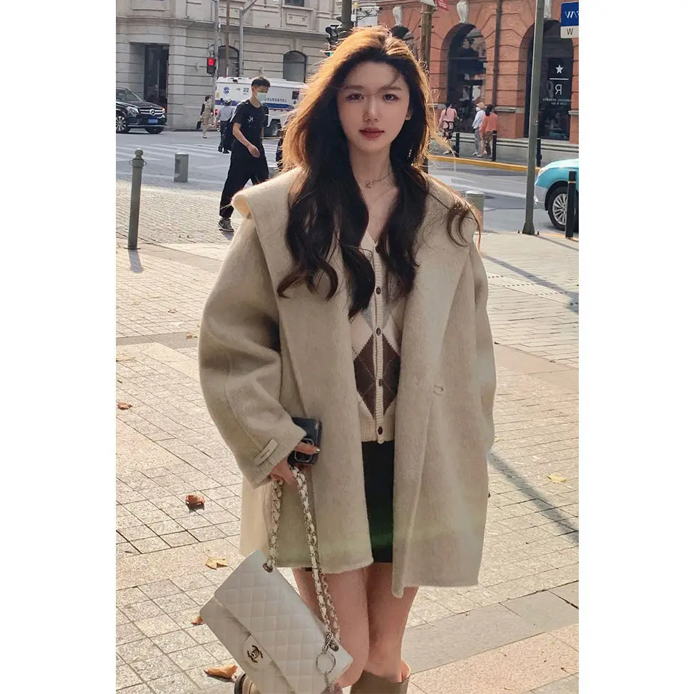 Autumn and Winter Hepburn Cashmere Overcoat Women's Clothes High-End Mild Korean Classic Style