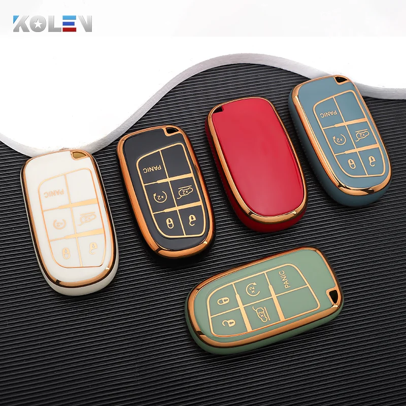 OFFCURVE For Jeep Dodge Key Fob Cover, Soft TPU Protection Key Cover Case Compatible With Jeep Grand Cherokee Renegade Chrysler 200 300 Dodge Journey Fiat Durango Challenger Smart Key Holder, Black - View #6