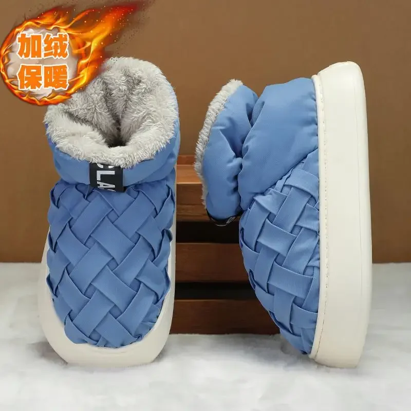 

Boys Big Cotton Shoes Men's Winter Fur Snow Boots Fleece-lined Warm down Bread Shoes Cotton Boots