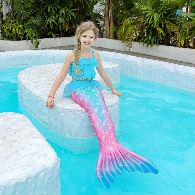 Cola de sirena para niños Para niñas Traje de baño de sirena para nadar  Niños Regalo de fiesta de cumpleaños en la piscina