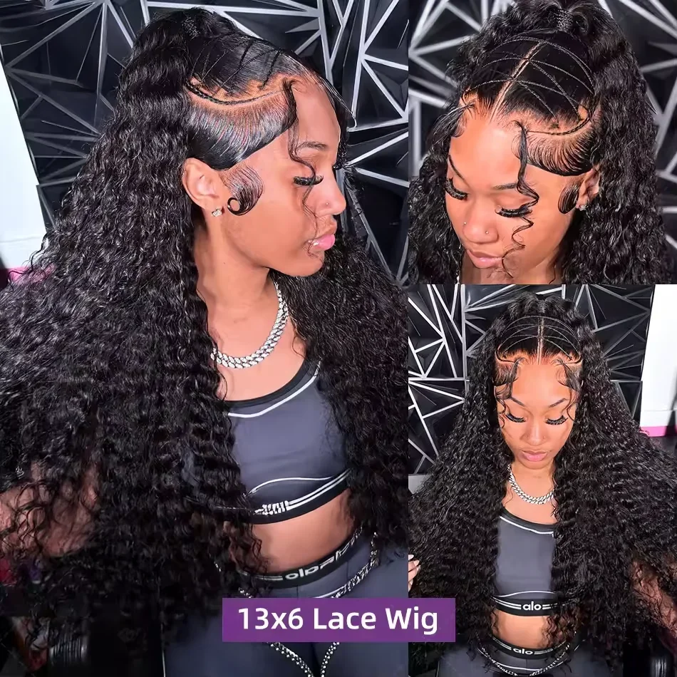 38Inch Deep Wave Frontal Wig Transparent 13x4 13x6 HD Lace Frontal Human Hair Wigs Curly Human Hair Lace Frontal Wigs For Women