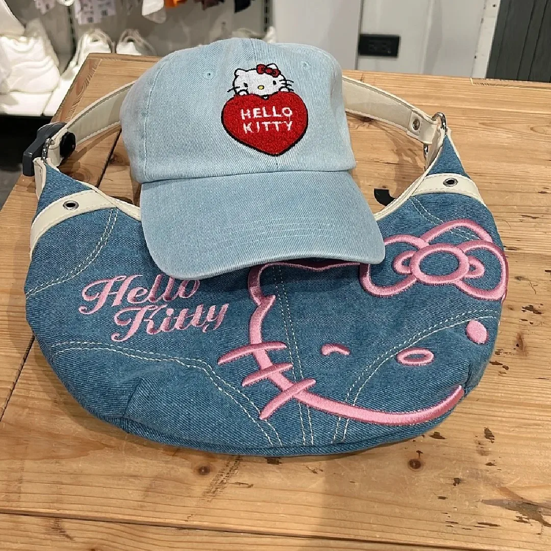 Sanrio Peripheral Hello kitty Bag Spring Summer New Denim Armpit