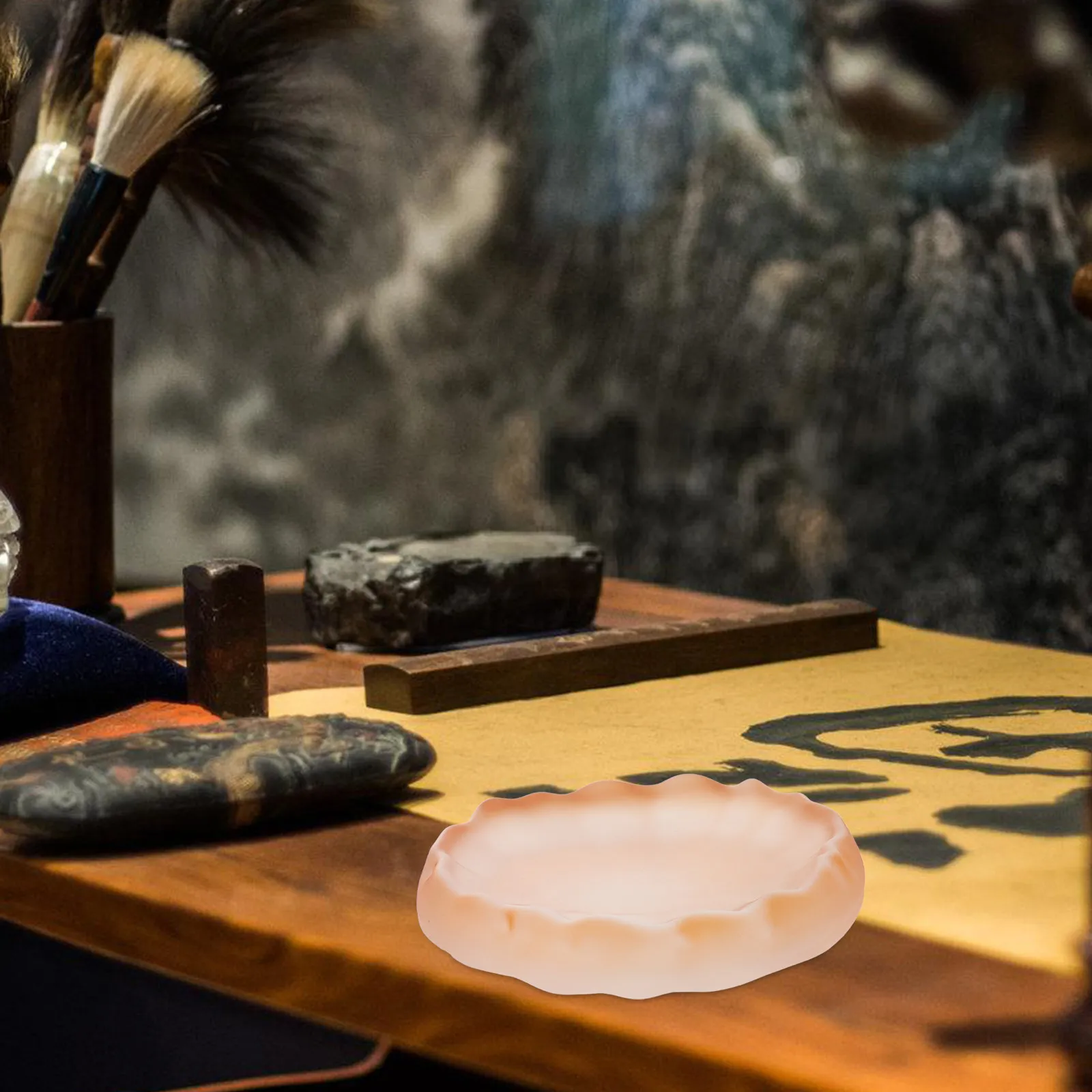 캘리그래피 문구류 유리 잉크 접시 컴팩트하고 튼튼하며 기능적인 페인트 브러시 세척용 잉크 접시 브러시 펜 세트