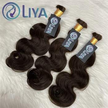 Body Wave Bulk Hair For Braiding Dark Brown #2 Hair Bundles Raw Indian Hair 100% Unprocessed Human Hair Extensions 50G Hair Bulk 1
