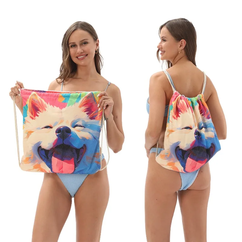 2-in-1 Foldable Beach Towel with Carry Bag - Sand-Resistant Quick-Dry Bath Sheet & Portable Mat, Compact Storage for Travel