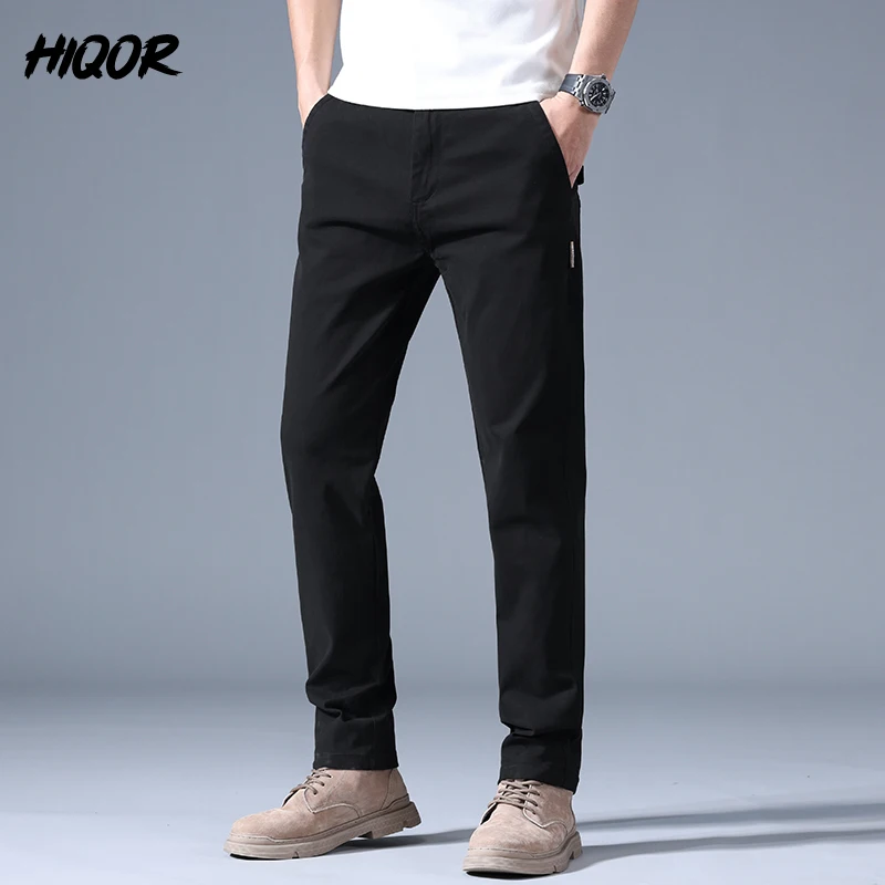 HIQOR Men's Armygreen Casual Trousers Spring Autumn New In Fashion Versatile Breathable Straight Baggy Pants Male Big Size 28-40