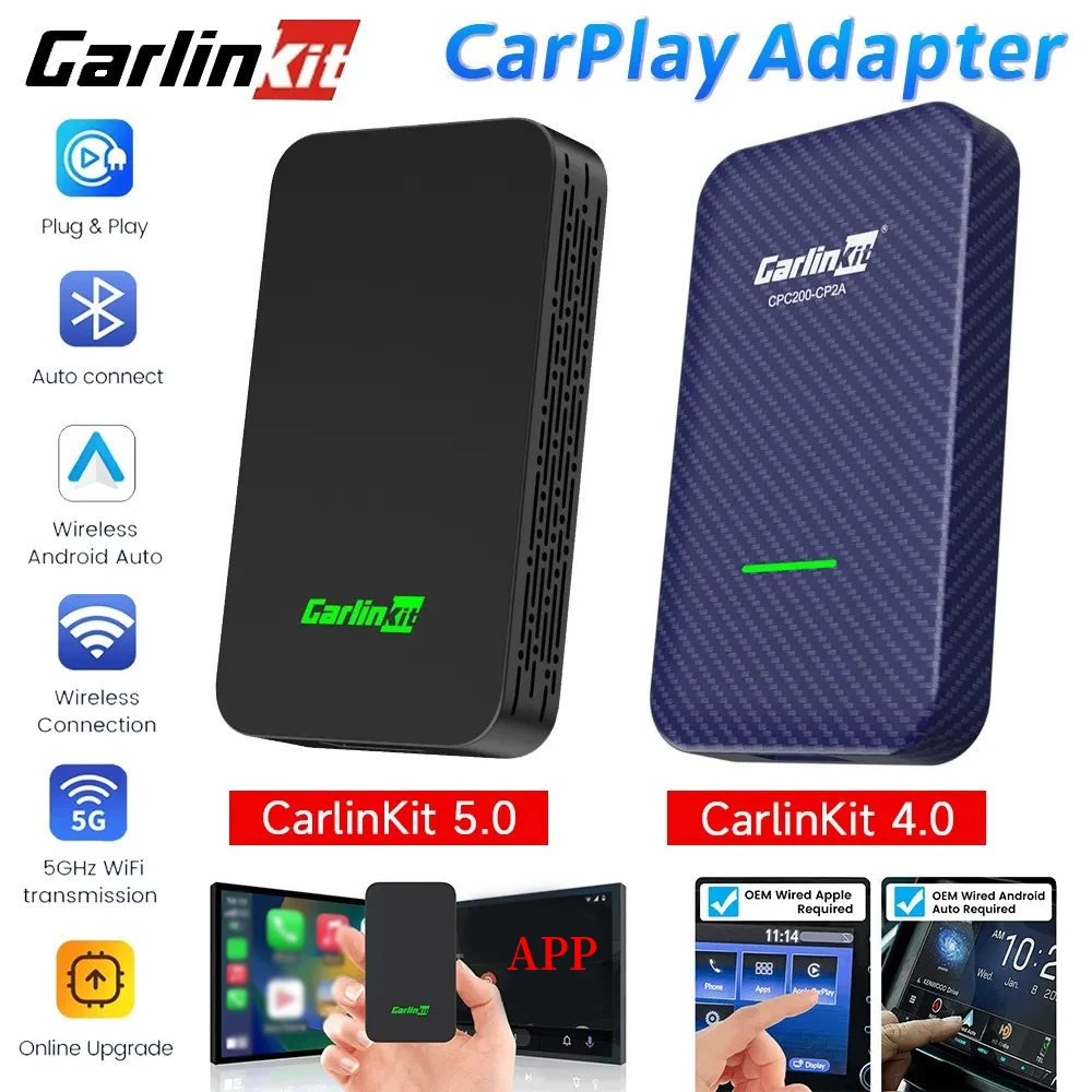 CarlinKit 5.0 4.0 3.0 Wireless CarPlay Adapter Carplay Android Auto Dongle  for OEM Car with Wired CarPlay Wifi Online Update - AliExpress