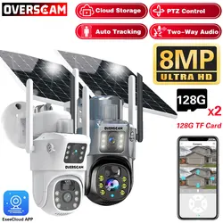 4K 8MP Solar PTZ Camera WIFI Dual Lens Security CCTV Zoom Humanoid Tracking Record Outdoor Wireless Surveillance Cam 128 TF Card
