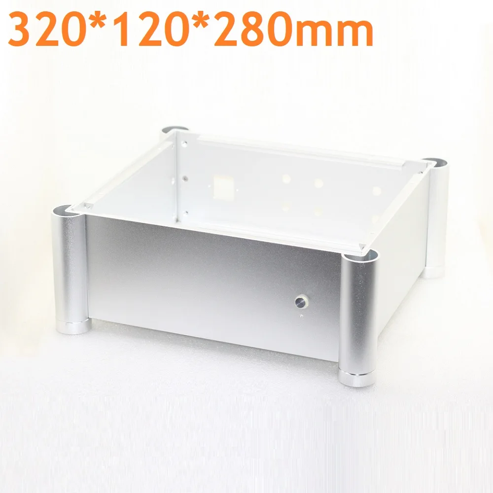 

W320 H120 D280 Sandblaste Aluminum Shell DIY Curved Design Power Amplifier Supply Chassis Preamp Amp Enclosure Hifi Music Box