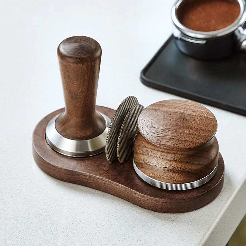 51/54/58mm wooden coffee tamper stand presser holder for espresso puck