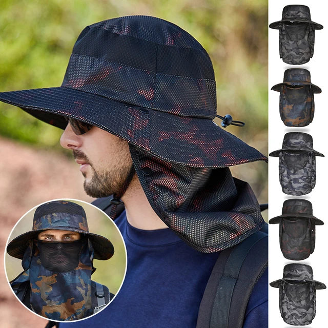 Outdoor Sun Hat with Face Neck Flap Wide Brim Cap for Fishing