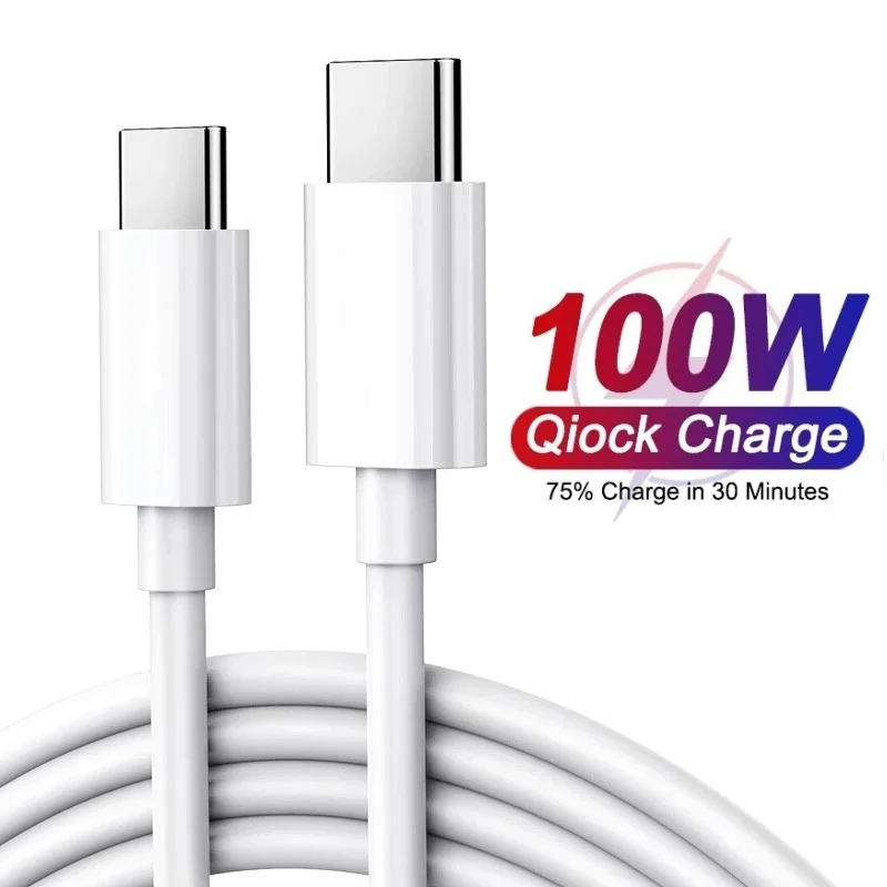 100 W USB-C - USB-C Hızlı Şarj PD Kablosu iPhone 15 Pro Max iPad Air 5 Macbook Huawei Mate 60 Samsung Tip C - Tip C Kablosu