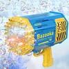 Bubble Gun Rocket 69 Holes Soap Bubbles Machine Gun Shape Automatic Blower With Light Pomperos Toys Gift Outdoor Toys for Kids 3