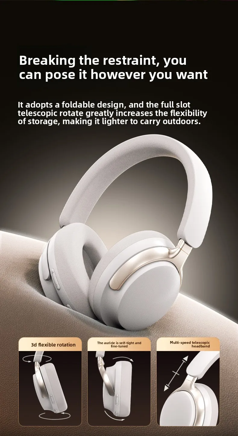 2025 model over-ear headphones with ANC active noise cancellation, HIFI high-qua