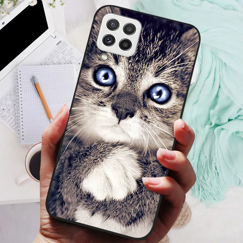 Black Silicone Soft Case with Lion and Wolf Design - Protective Shell for Samsung Galaxy A22/A22s 5G