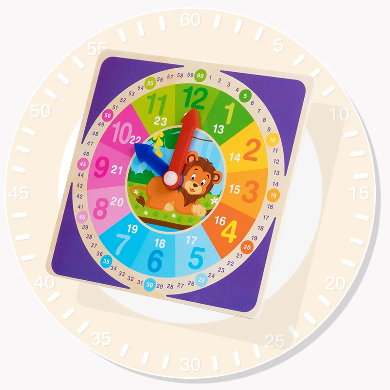 Children Montessori Wooden Clock Toys Hour Minute Second Cognition Colorful Clocks Toys For Kids Early Preschool Teaching Aids 5