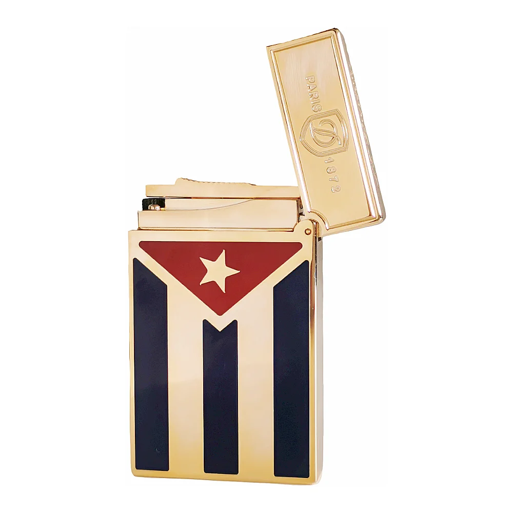 Cuba Gas Lighters Brass Lacquer Cuban Flag Smoking Accessories Tobacco Cigar Cigarette  Men Gift Collections Ding Sound 4