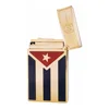 Cuba Gas Lighters Brass Lacquer Cuban Flag Smoking Accessories Tobacco Cigar Cigarette  Men Gift Collections Ding Sound 4