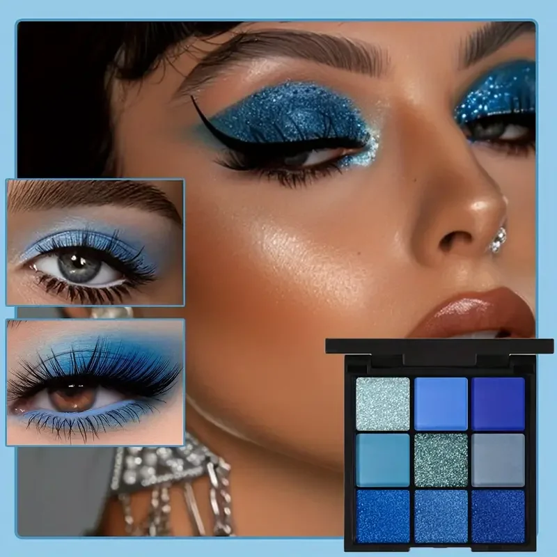 9-Grid Eyeshadow Palette Glitter Pearlescent Matte Shimmer Makeup Women Cosmetics