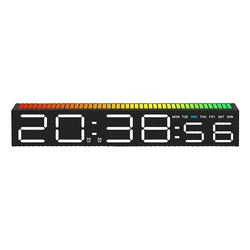 LED Alarm Clock with Colorful Music - Responsive Light Bar - Stylish Gift (6673BKW)