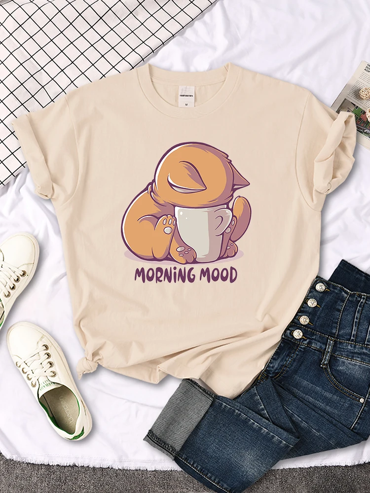 thumbnail image 1 of Camisetas gato está mirando la taza encantadora camiseta estampada para mujer estilo gótico coreano ropa de mujer divertida camiseta Vintage para mujer, 1 of 4