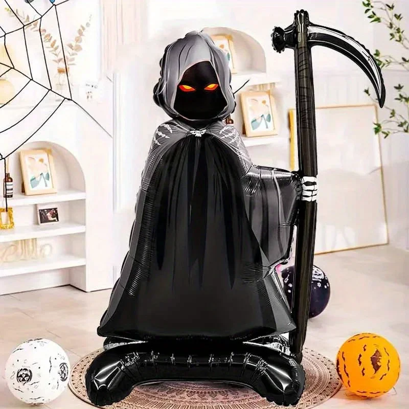 1 Stück 62-Zoll Halloween Tod Sense Ballon Unabhängige Dekoration für Indoor Outdoor Party Spukhaus Horror Requisiten