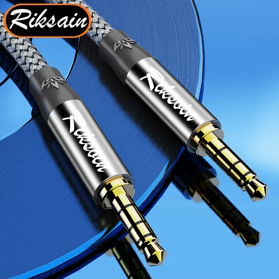TRRS - Cavo audio da maschio a maschio, 10 m, 3,5 mm, 4 poli, in nylon intrecciato, cavo ausiliario/Aux per cuffie, PS4, telefono, tablet, cuffie, PC, laptop e altro (10 m
