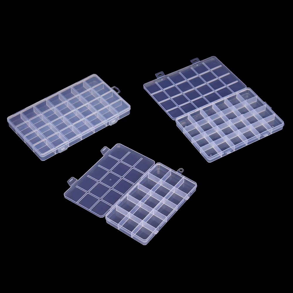 Transparent Plastic Organizer Box for Jewelry and Craft Storage