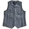 Wool Tweed Men's Suits Vest for Groomsmen Wedding Lapel Casual Slim Business Vests Sleeveless Waistcoat Male Gilet Homme Vests 5