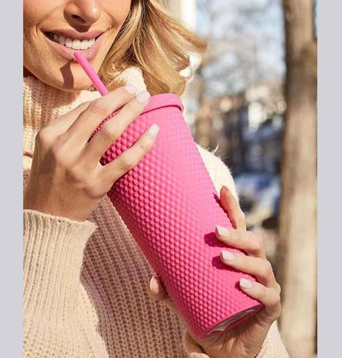 Studded Tumbler With Straw&Lid,Diamond Radiant Goddess Cup Reusable BPA  Free Double Layer Plastic Cold WaterMug Coffee Mug 24 OZ