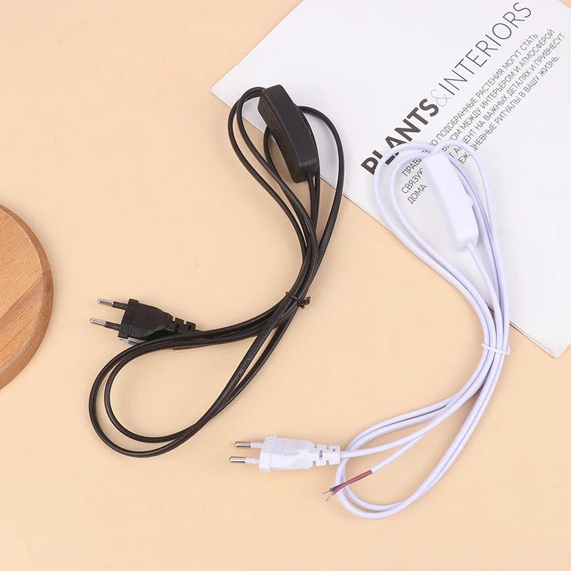 EU Plug LED Light Switch Cable Wire On/Off Switch Desk Lamp (6FT/1.8M) EU Plug Extension Connector Electric Cable