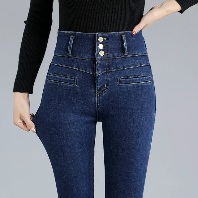 2022 Nieuwe Super Hoge Taille Sexy Skinny Jeans Winter Retro Blauw Elastische Denim Potlood - AliExpress