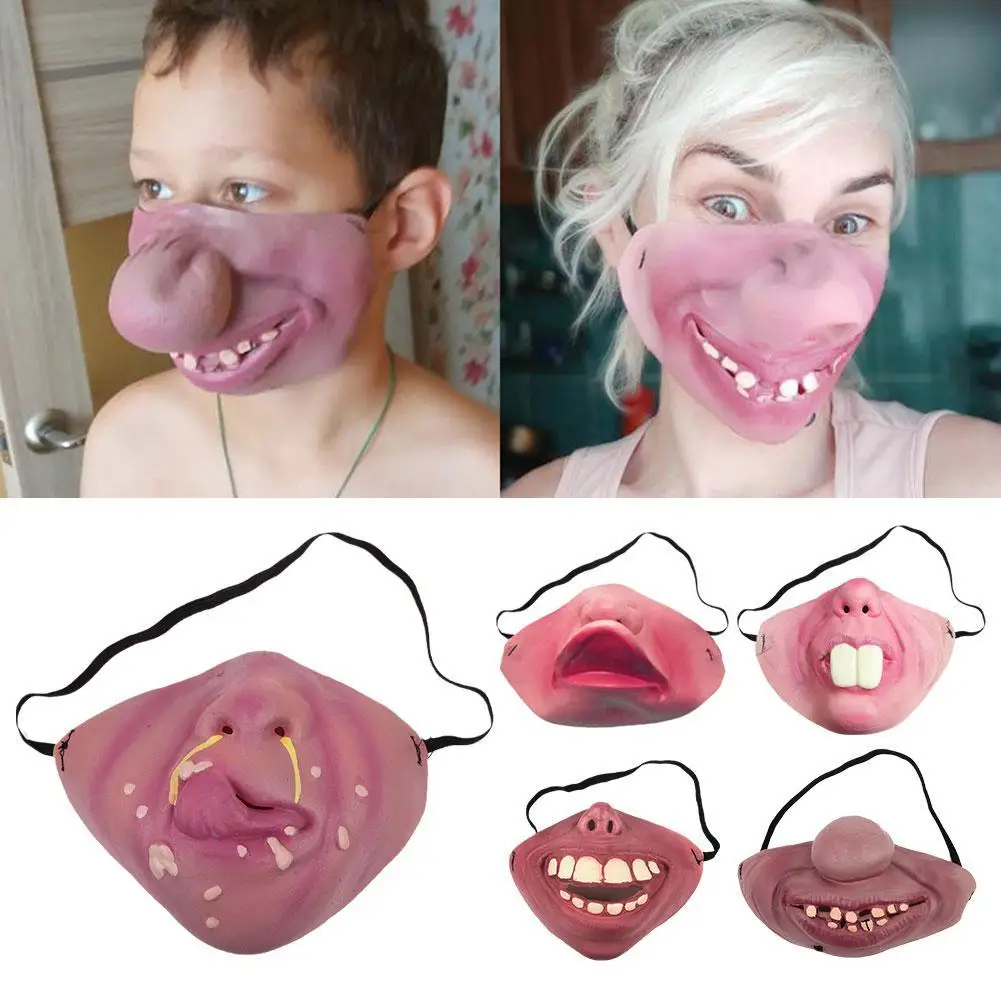 

Halloween Funny Latex Half Face Clown Mask Cosplay Humorous Band Horrible Horrible Masks Adult Kids Party Cosplay Decoration