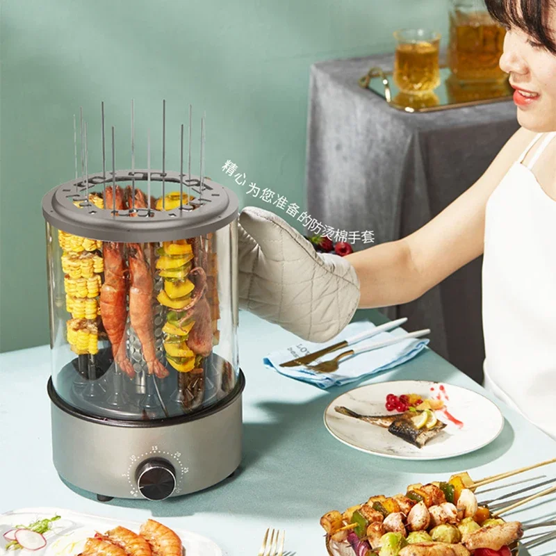 Electric Barbecue Grill Household KL-J121 Grilled Skewer Electromechanical Grill Plate Barbecue Oven Visual Rotary barbecu