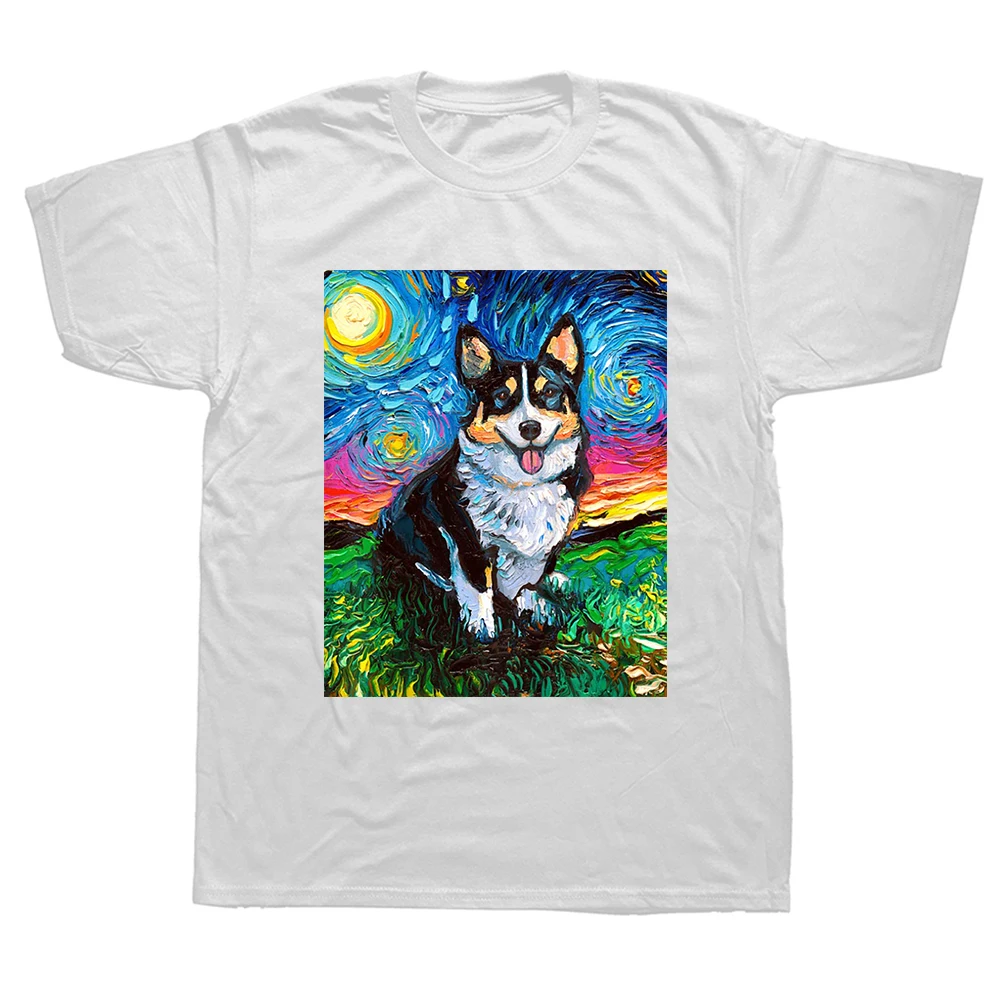 Divertenti magliette Welsh Corgi Dog Art stile estivo grafica in cotone streetwear manica corta regali di compleanno T-shirt da uomo_voghion.com