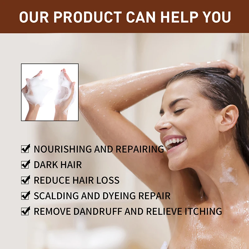 Description Picture 4 of item1PC Hair Darkening Shampoo Bar Natural Organic Hair Conditioner Mild Formula Hair Shampoo Gray Hair Reverse Hair Cleansing Care