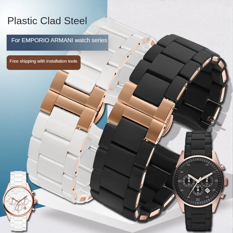 

Watch Strap for Armani Ar5905/5920/5921/5906 Men's Women's Rubber Silicone Bag Stainless Steel Watch Band Accessories 23mm 20mm