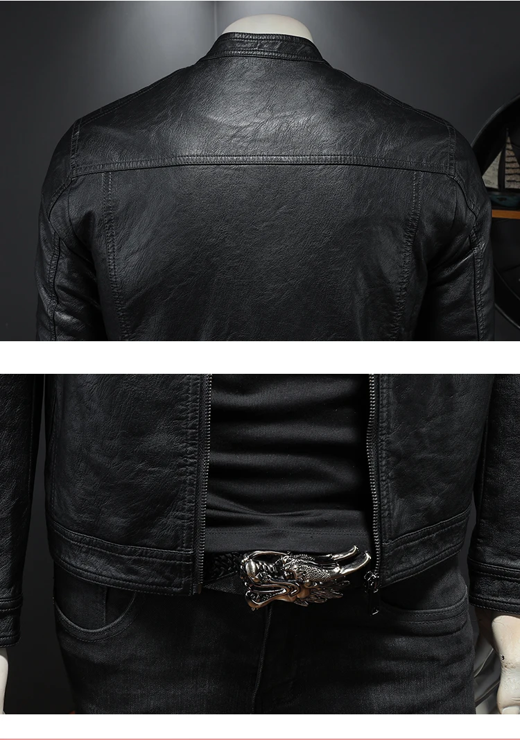 best leather motorcycle jacket Winter new men's handsome stand-up collar motorcycle leather jacket daily handsome faux leather coat men's thick PU jacket 5XL mens leather motorcycle jackets