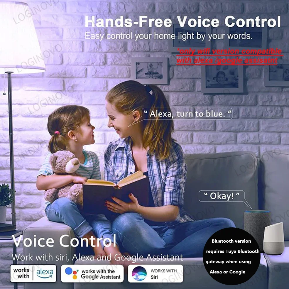 투야 와이파이 블루투스 스마트 LED 전구, 구글 어시스턴트 스마트 라이프용, 알렉사 LED 램프, E27 RGB, 110V, 220V
