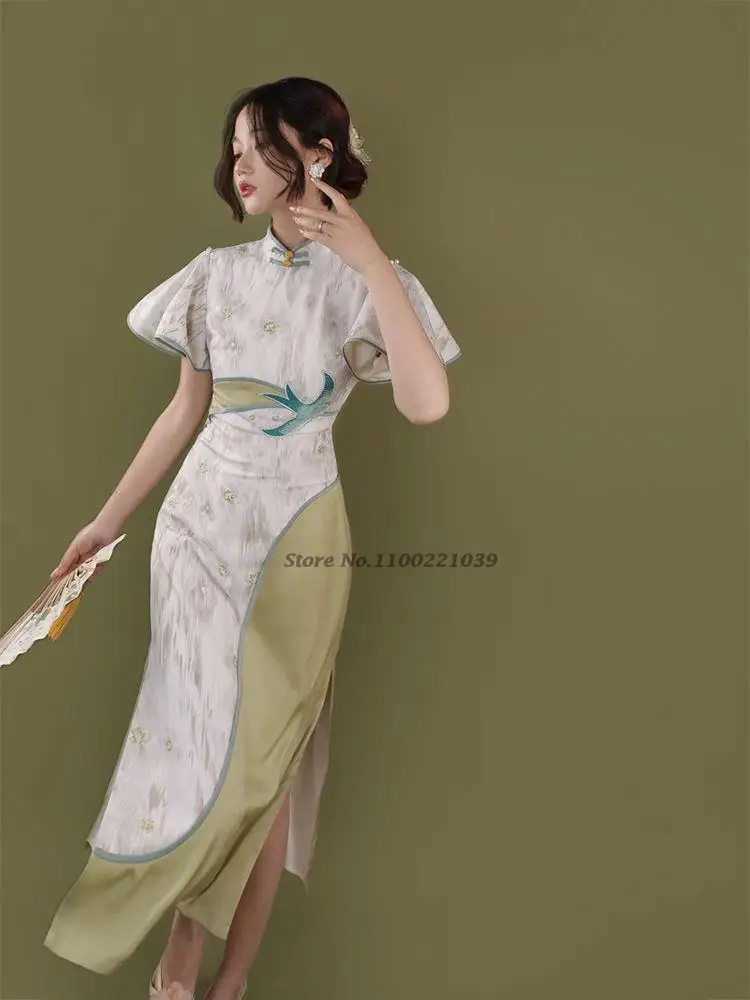 

2023 chinese dress improve qipao dress printing women ethnic style traditional vintage cheongsam modern elegant qipao dress