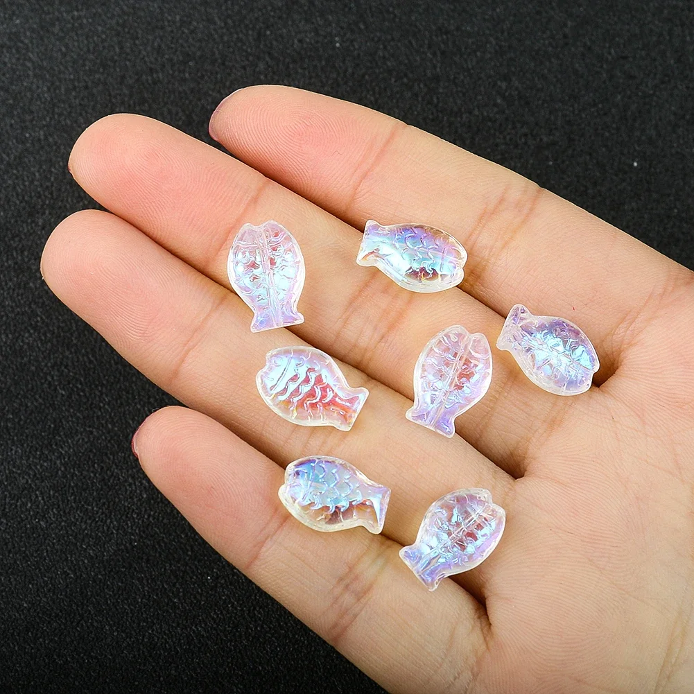 Color Perforated Small Fish Electroplated Glass Loose Beads Ocean Mobile Phone Chain Making Materials Diy Jewelry Decoration