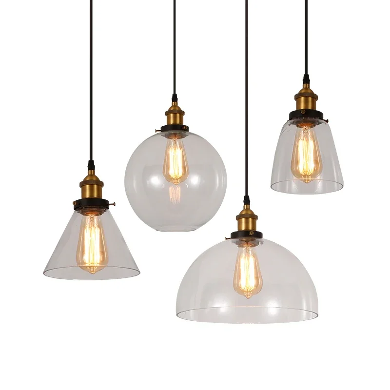 

Loft Glass LED Pendant Lamp Russia Modern Hotel Hanging Light Vintage Bedroom Pendant Light Retro Dining Room Kitchen Chandelier