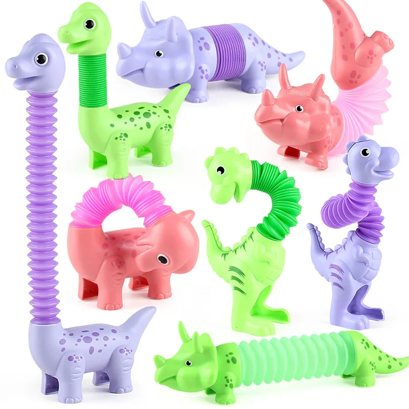 Dinosaur Telescopic Tubes Stress Relief Toys Colorful Educational DIY Stretchable Toy Creative Fun Decompression Gifts