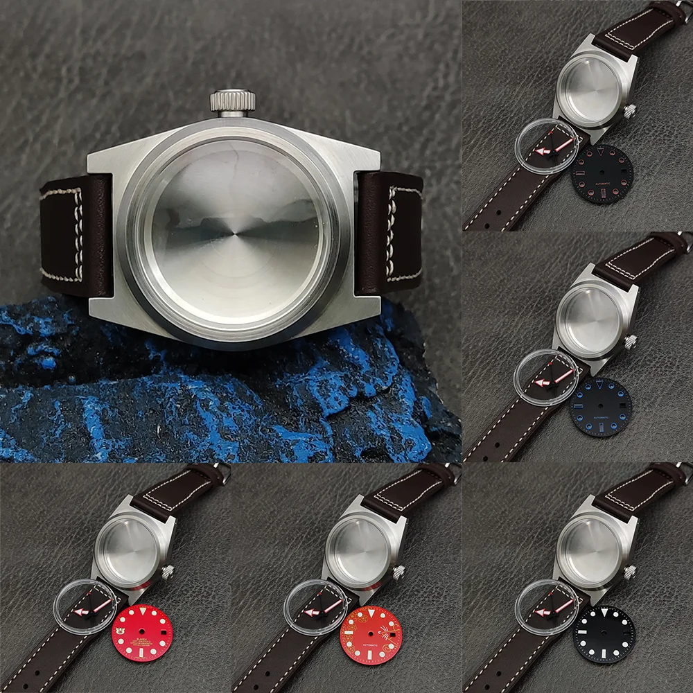 38mm NH35 Case Stainless Steel Case Genuine Leather Strap Sapphire