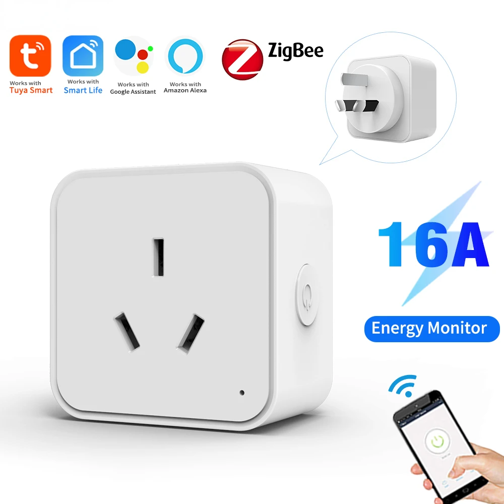 

Tuya Zigbee Smart Socket AU Plug Smartlife App Wireless Remote Control Power Output Power Monitoring Timing Work with Aleax