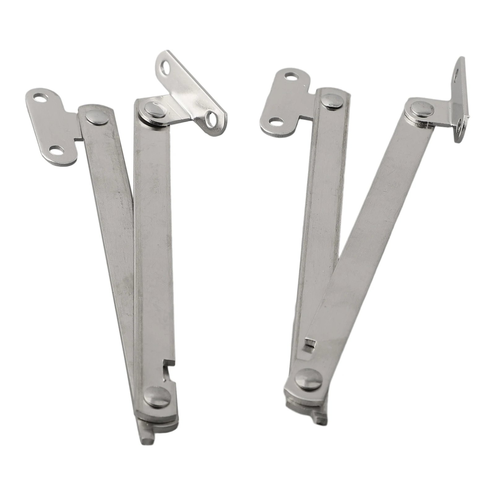 2 Pcs Lid Support Hinges Stainless Steel Double Folding Brace Cabinet Door Supporting Furniture Pull Rod Folding Pull Rod