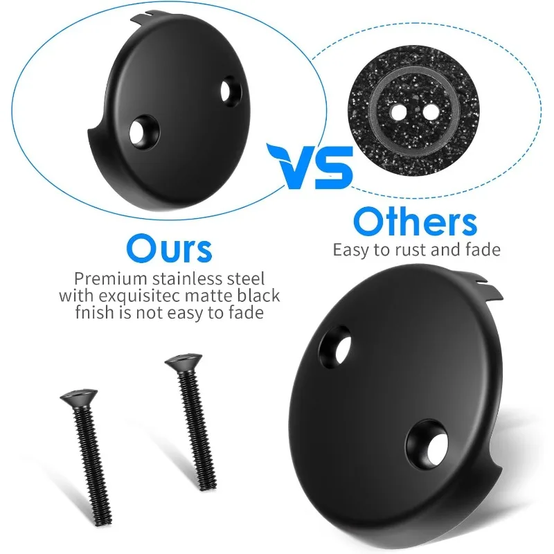 2-hole Bathtub Overflow Drain Cover with 2 Screws Overflow Plate Suitable for Most Standard Bathtub Drainage Accessories