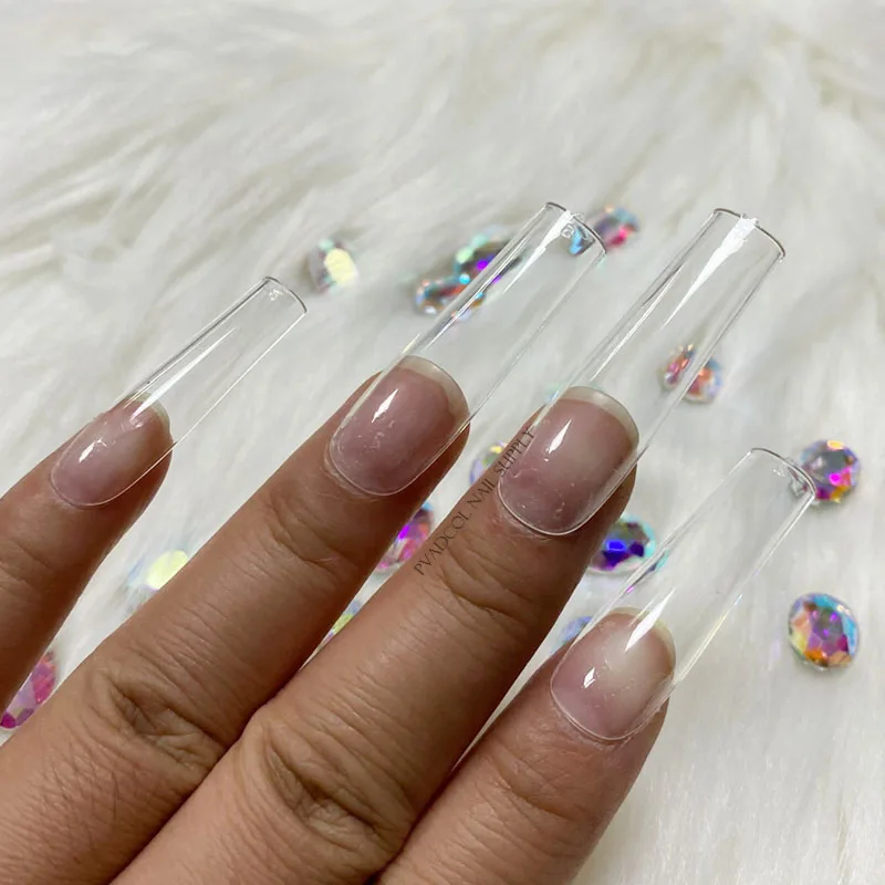 

240pcs XXL Clear Square False Nail Tips Extra Long Full Cover Fake Fingers Nail Gel Press On Tips Professional Tools Accessories